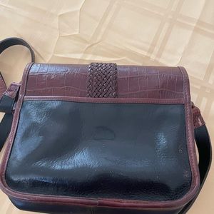 Brighton Black and Brown Croc Embossed Leather Satchel shoulder bag